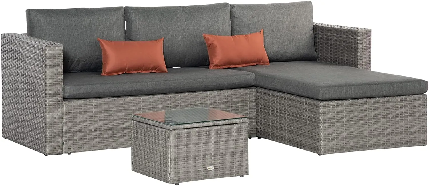 Outdoor PE Rattan Corner Sofa Set Lounge Furniture