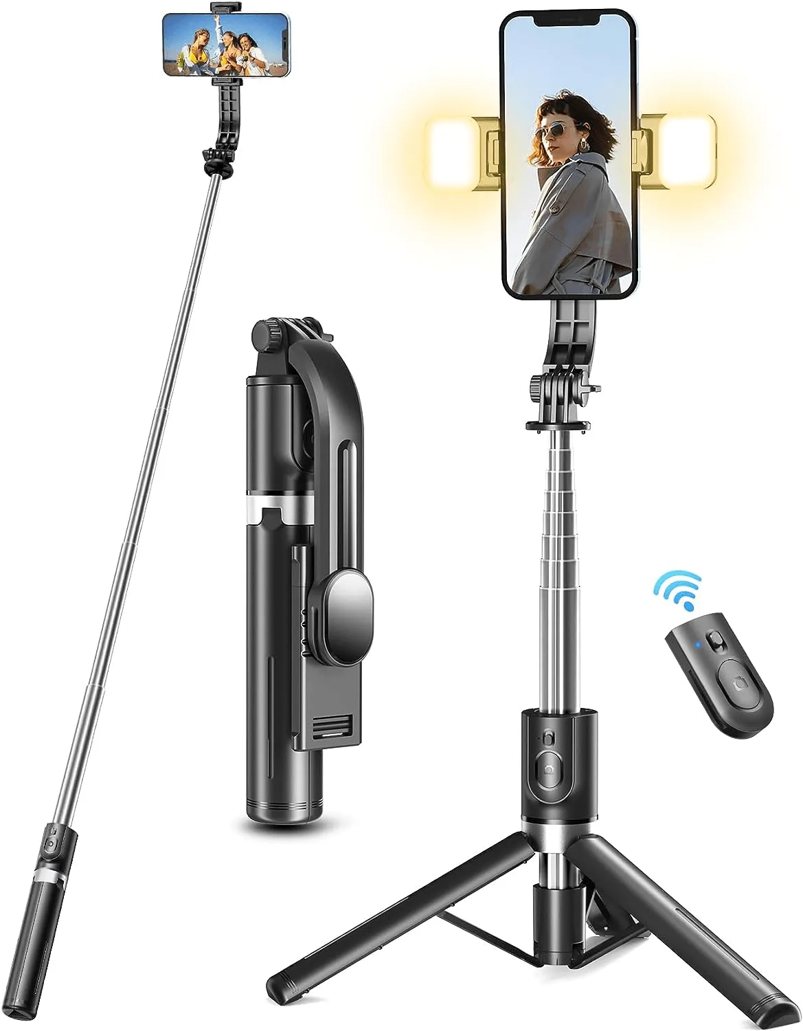 Selfie Stick Tripod with Fill Lights