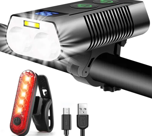 Rechargeable Bike Light with Fog Light and Power Display