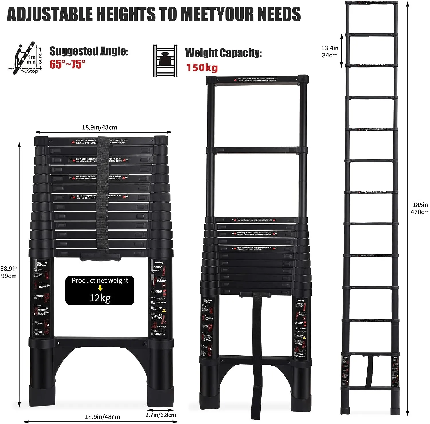 Telescopic Ladder Indoor Attic Ladder Quick Retractable