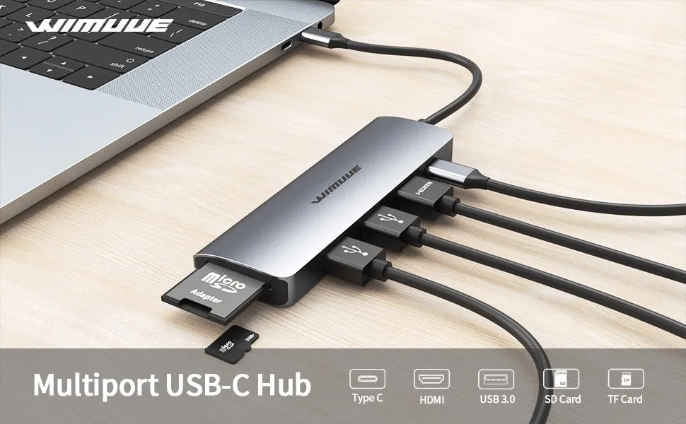 USB C Hub Aluminum Adapter with Power Delivery