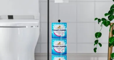 Free Standing Tissue Roll Holder with Reserve Storage for 4 Rolls