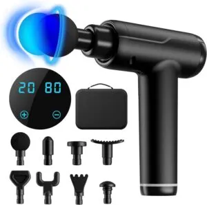 Portable Muscle Massage Gun Device with Massage Heads and LCD Touch Screen
