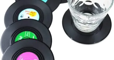 6 Pcs Black Retro CD Record Coasters