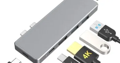 Aluminum Multiport USB C Hub with 2 Thunderbolt 3 connectors