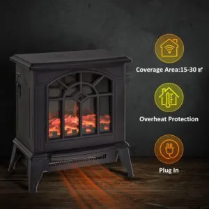 HOMCOM Freestanding Electrical Fireplace Indoor Log Wood LED Burning Effect Flame