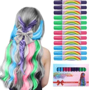 12 Pcs Hair Chalks Pens Temporary Bright Coloured Hairspray
