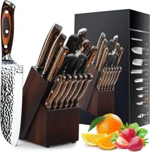 Kitchen Knife Set with Wooden Block Set Stainless Steel Knives Set