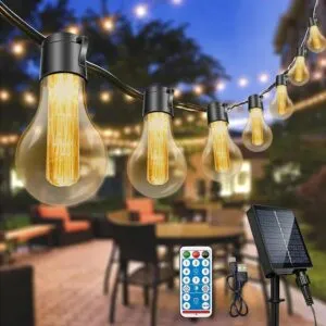 Solar Festoon Lights Outdoor Garden, 20 LED Bulbs Solar String Lights Outdoor Waterproof