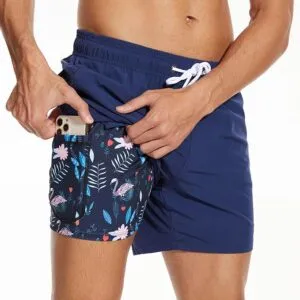 Mens Swim Shorts with Compression Liner Quick Dry Swimming Trunks