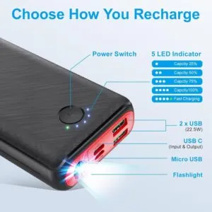 Power Bank 30000mAh Portable Charger with Outputs and Inputs