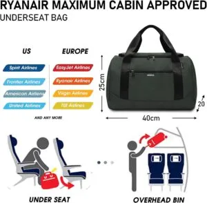 Ryanair Underseat Cabin Bag Travel Hand Luggage Weekend Bag