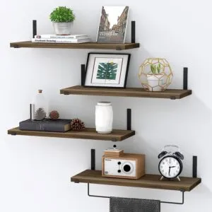 Floating Wall Shelves with Towel Bar for Bedroom Bathroom Living Room