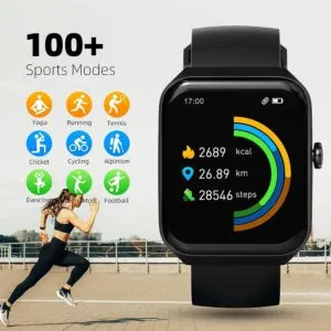 Touch Screen Fitness Watch with Heart Rate and Blood Oxigen Monitor