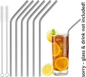 Re-useable Stainless Steel Metal Straw and Cleaning Brushes