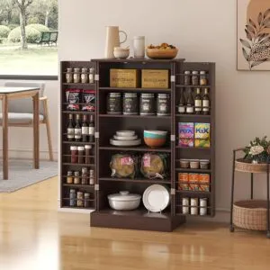 Kitchen Cupboard Pantry Organizers and Storage with Doors and Adjustable Shelves