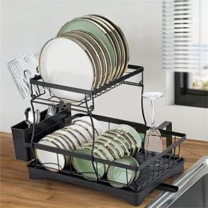 Dish Drainer Rack with Drip Tray Detachable Dish Drying Rack Sink Drainer