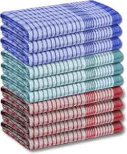 Wonderdry Tea Towels Kitchen Pack of 10, Cotton Absorbent Long Lasting Catering Bar Towels