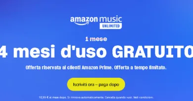 Amazon Music Unlimited HD 4 mesi Gratuiti