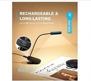 Reading Light Clip On Book in Bed Rechargeable Book Light Long Lasting