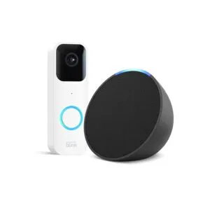 Blink Video Doorbell Works with Alexa + Echo Pop Charcoal Smart Home Starter Kit