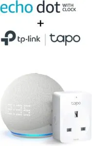 Echo Dot with clock and TP-Link Tapo P110 Smart Plug Smart Home Starter Kit