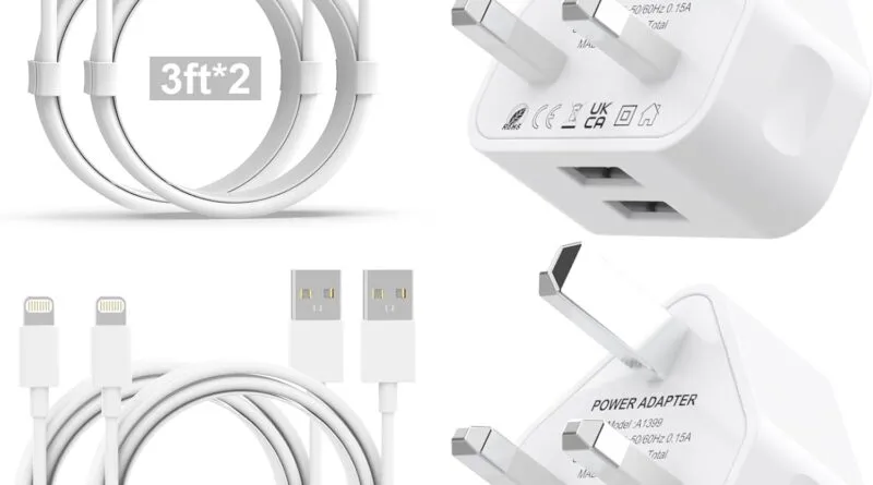 Efficient iPhone Charging Solution: MFi-Certified 2-Pack Dual Port Charger & 4-Pack Fast Charging Cables