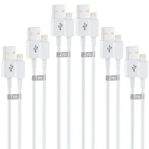 Ultimate Apple MFi Certified iPhone Charger Cable Collection: 6-Pack Lightning to USB A Cables for iPhone 14 to 7 - Unmatched Quality and Lengths!