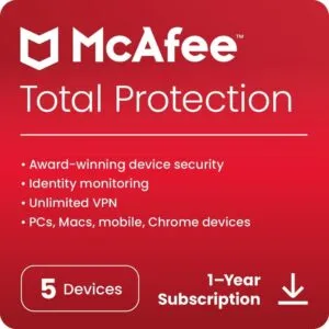 McAfee Total Protection 2023 for 5 Devices Antivirus Internet Security Software Unlimited VPN 