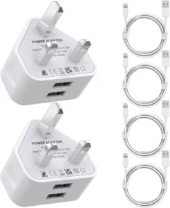 Dual USB iPhone Charger with Cables iPhone Charger Cable and Dual USB Wall Charger Plug