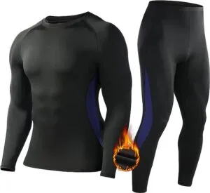 Thermal Underwear Mens Fleece Lined Base Layer Set with Quick-Dry