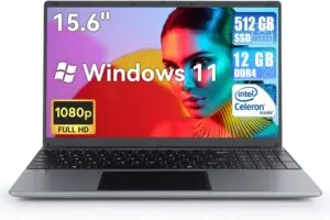 Laptop with 12GB DDR4 512GB SSD Quad-Core Intel Celeron N5095 Processors Windows 11