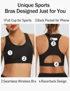 Ultimate Racerback Sports Bra: Padded Comfort with Phone Pocket for Yoga and Gym
