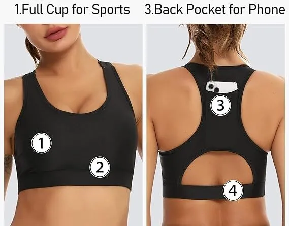 Ultimate Racerback Sports Bra: Padded Comfort with Phone Pocket for Yoga and Gym