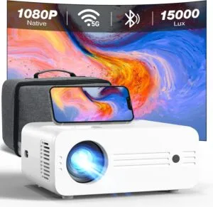 The Ultimate Mini Portable Projector: 5G WiFi, Bluetooth, and Full HD 4K Support!