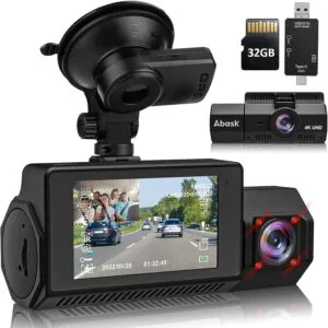 4K Dual Dash Cam GPS Infrared Night Vision Front Rear Inside Car Camera