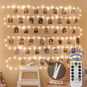 Fairy Lights for Bedroom 2 Pack Each 120LED 12M USB Plug With Photo Clips and Copper Wire