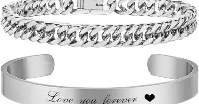 Personalised Bracelets for Men Stainless Steel Cuban Link Chain and Cuff Bangle