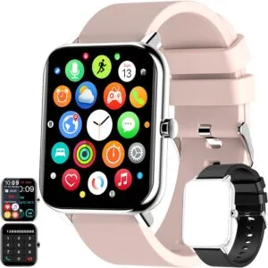 Smartwatch for Android and iOS Phone Curved Full Touch Screen Fitness Tracker with Heart Rate