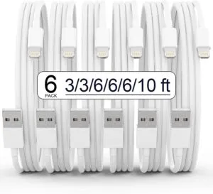 6-Pack MFi Certified iPhone Charger Cables: Long, Fast, and High-Speed Charging for iPhone and iPad