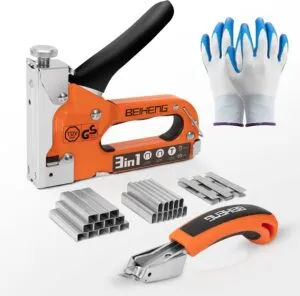 Staple Nail Steel Gun with 3000 Staples Staple Remover and Gloves