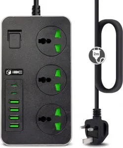 Universal Extension Lead with USB Ports Wall Adapter Power Hub