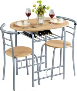 Space-Saving Dining Set: 3-Piece Table and Chairs for Cozy Meals