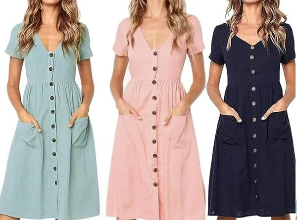 Chic Summer Wardrobe: Women's Casual Midi Dress with A-Line Flair