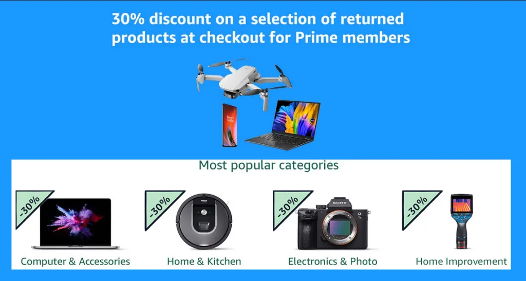 Prime Day Amazon Warehouse Extra 30% off Pre-Owned and Open Box Items
