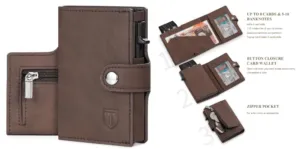 Secure Your Essentials in Style: RFID Blocking Leather Wallet with Convenient Pop-Up Card Holder