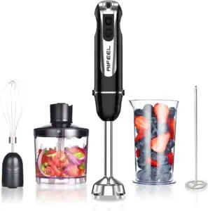 Powerful 800W Hand Blender with 4-in-1 Functionality and Stainless Steel Blades