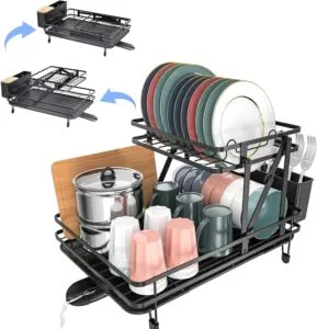 Organize Your Kitchen with the 2 Tier Dish Drying Rack