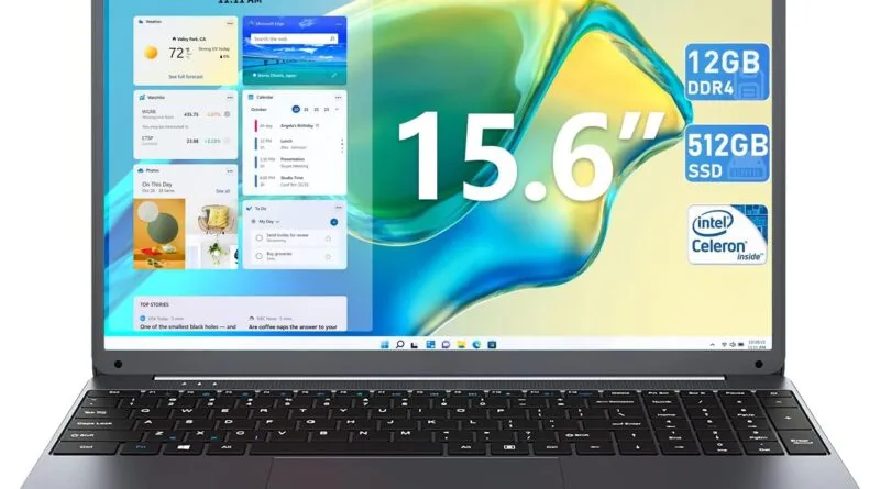 Powerful 15.6 Inch Laptop with 12GB RAM and 512GB SSD Storage