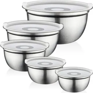 Premium 5-Piece Stainless Steel Mixing Bowls Set for Effortless Baking, Cooking, and Food Preparation